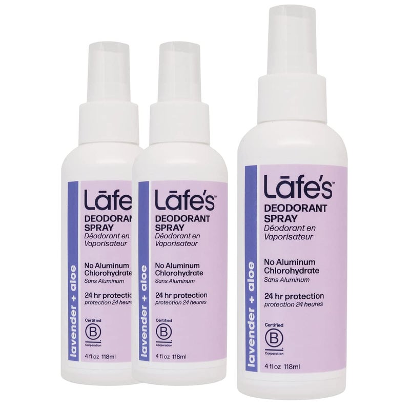 Lafe's Natural Deodorant | 4oz Aluminum Free Natural Deodorant Spray | Lavender & Aloe | 3 Pack - Image 1